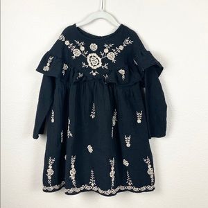 Zara Girls Floral Embroidery Gauze Dress